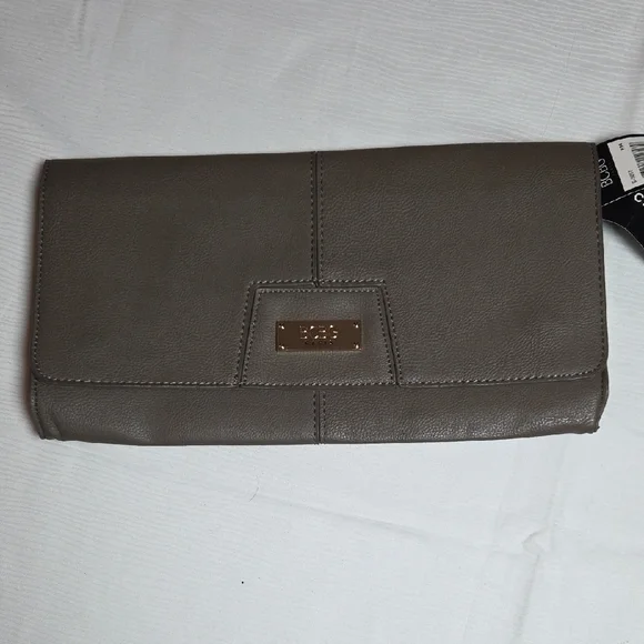 BCBG Paris Taupe Leather Clutch - Picture 1 of 6